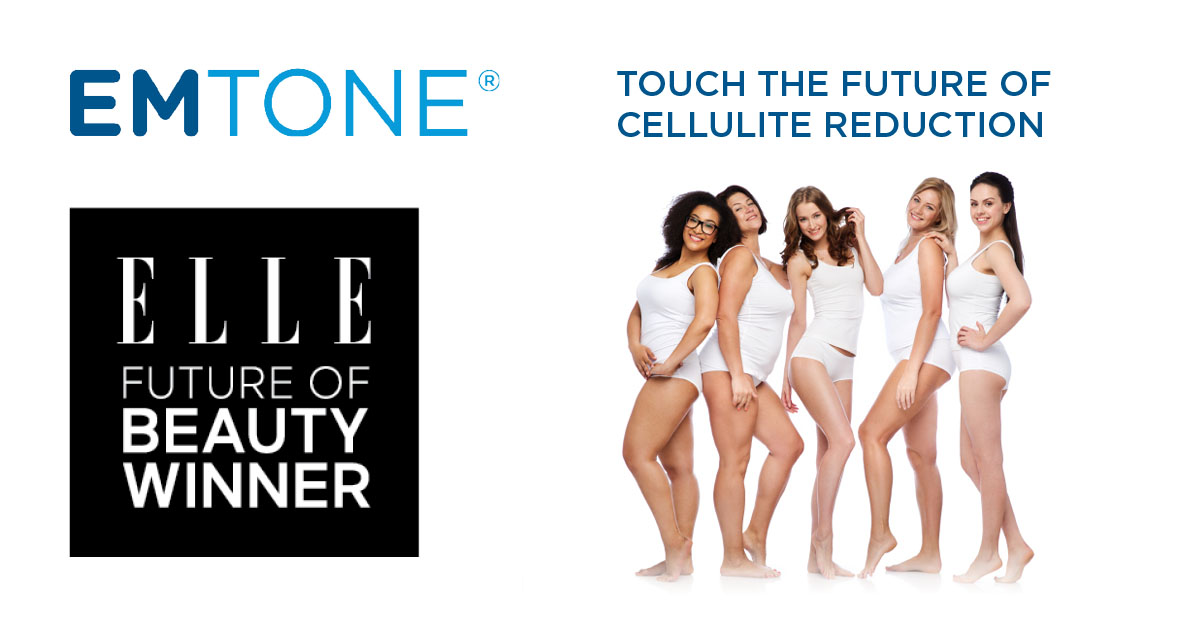 Award graphic with five patients for EMtone cellulite reduction in Amsterdam